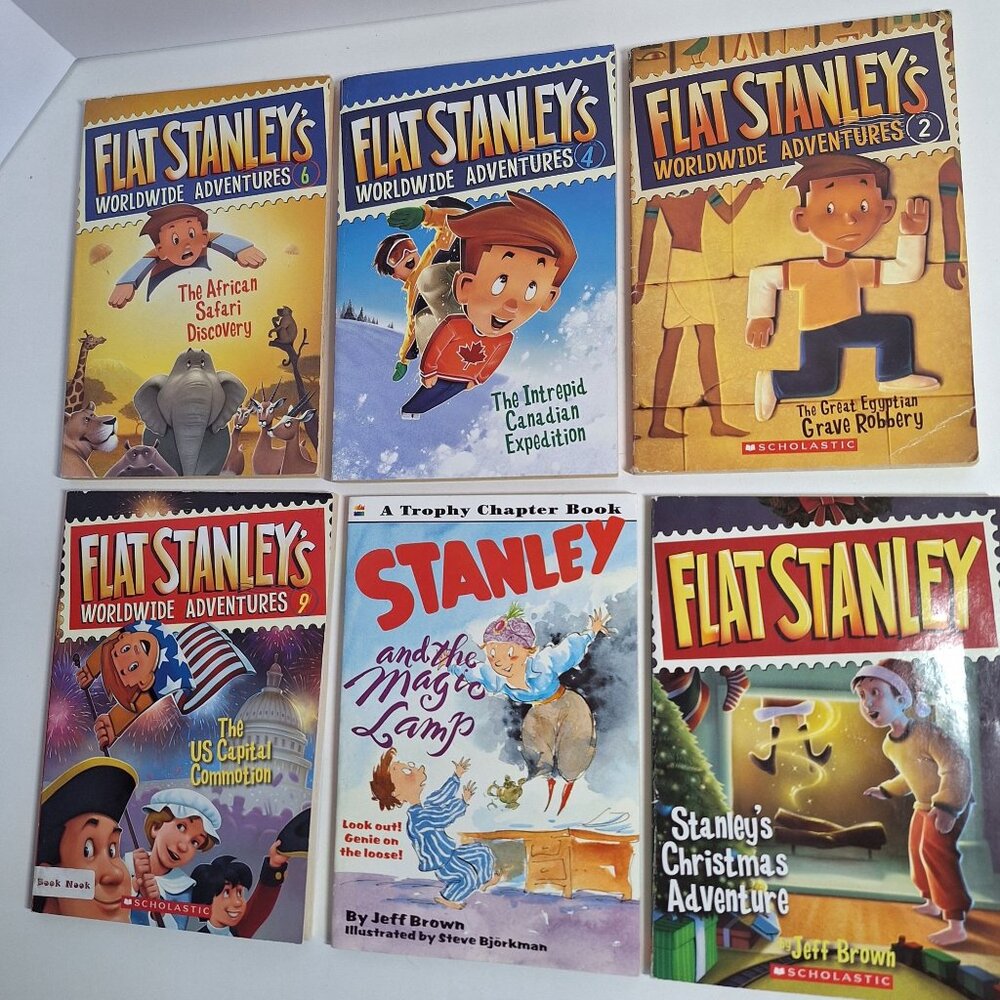 Flat Stanley Chapter Worldwide Adventure 2 4 6 9 Magic Lamp Christmas Book Lot - Picture 1 of 5